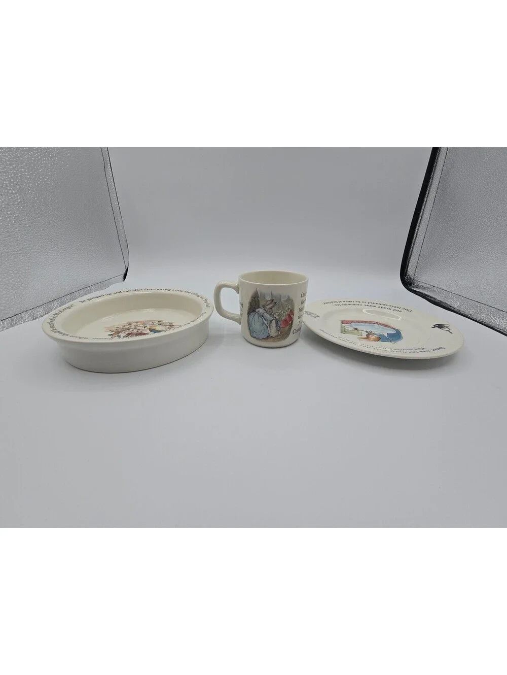 Vintage Wedgwood Beatrix Potter Peter Rabbit 3 Pc Child's Dinnerware Set